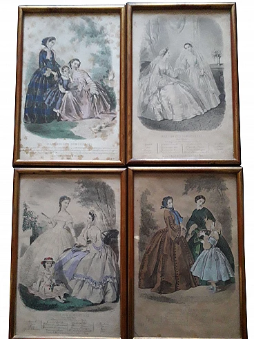 4 signed French prints depicting ladies, 800