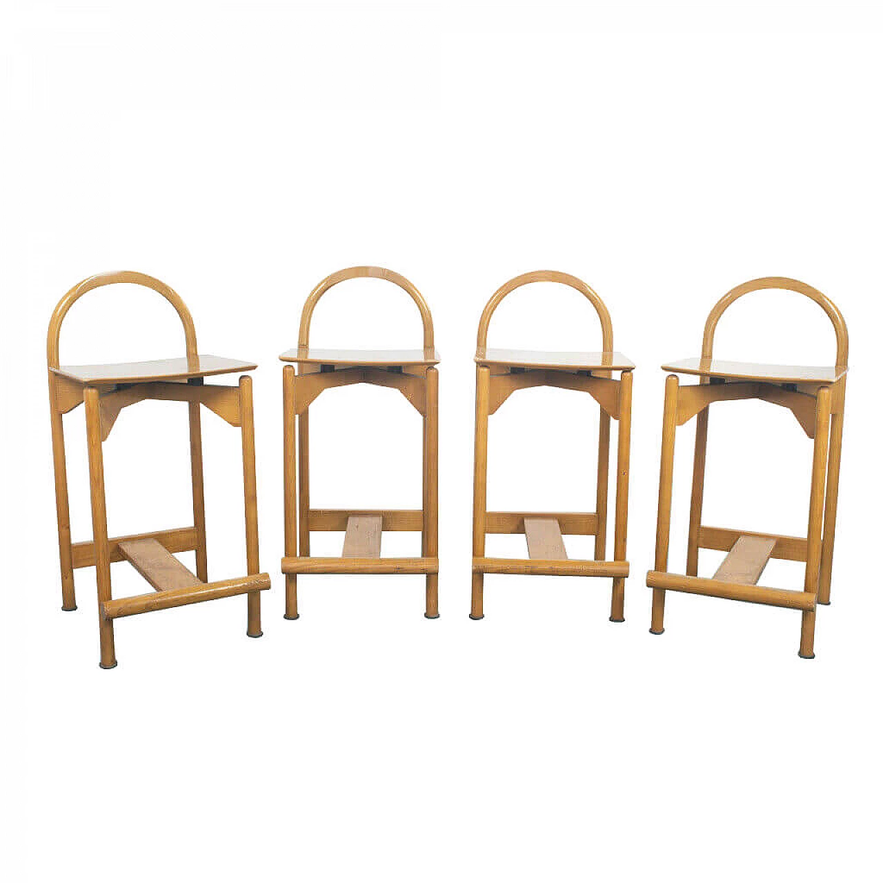 4 barstools in wood, 70s 1178594