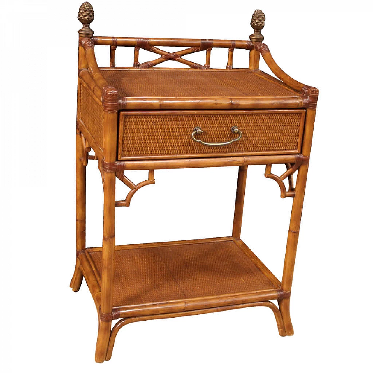 French coffee table in bamboo and wood, 70s 1178598