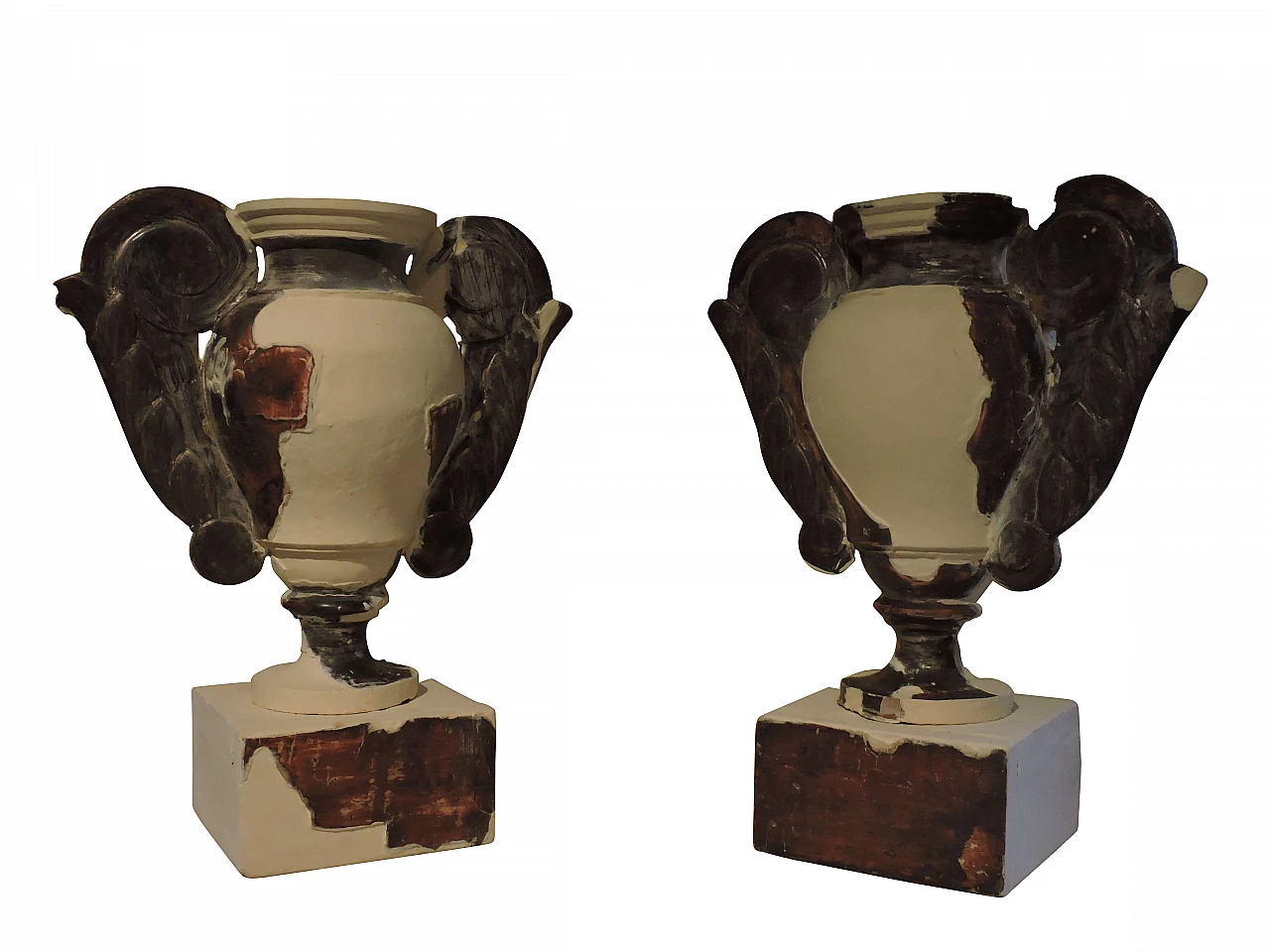 Pair of palmieri in wood and silver leaf, '700 1178687