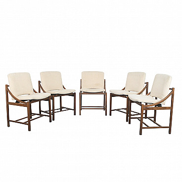 5 Dining chairs in Ico Parisi style, 70s