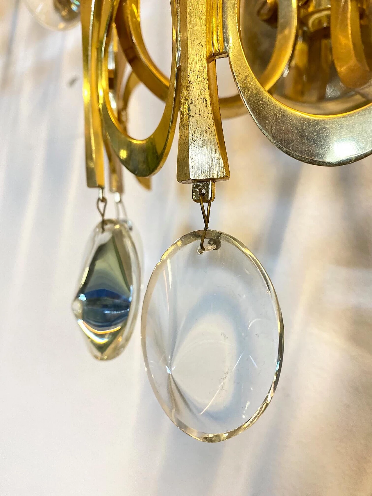 Coppia di appliques in ottone di Gaetano Sciolari, anni '60 1178951