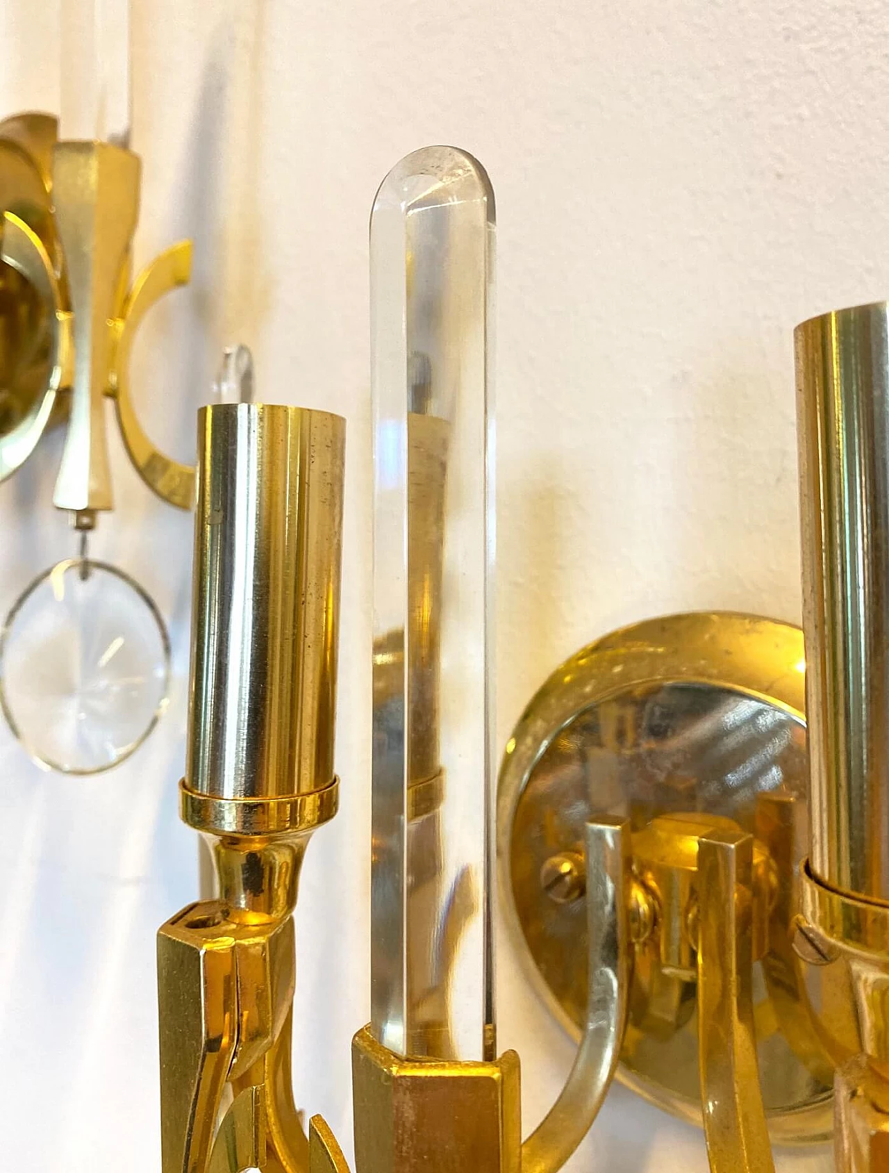 Coppia di appliques in ottone di Gaetano Sciolari, anni '60 1178952