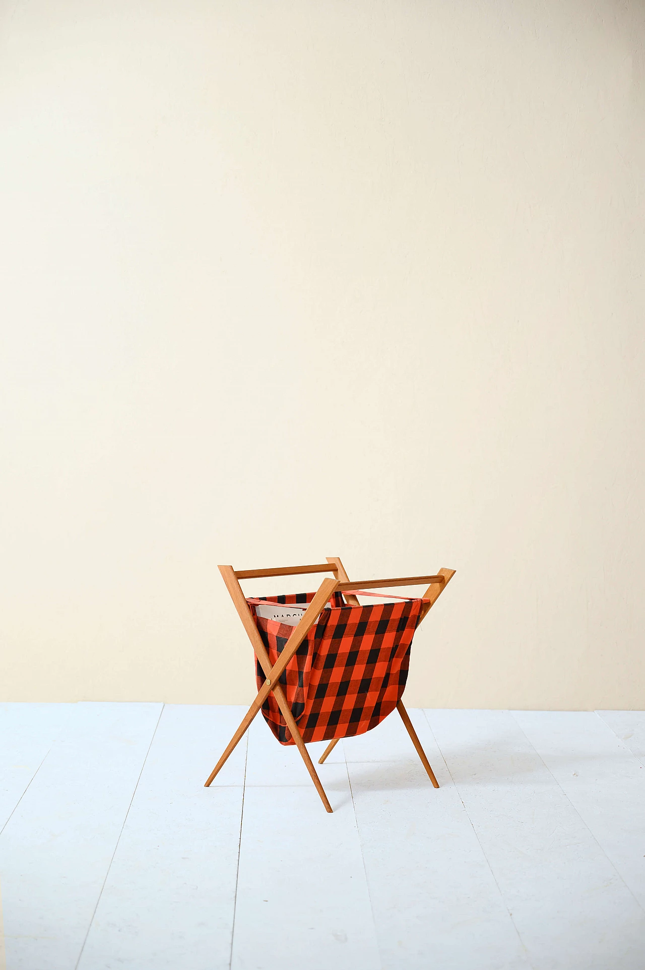 Magazine rack in teak and fabric, 50s 1178998