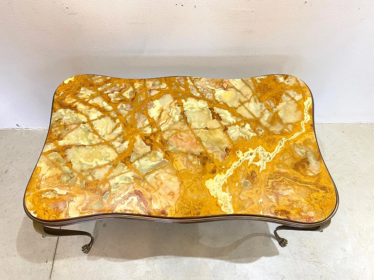 Tavolino in bronzo e onice, anni '40 1179027