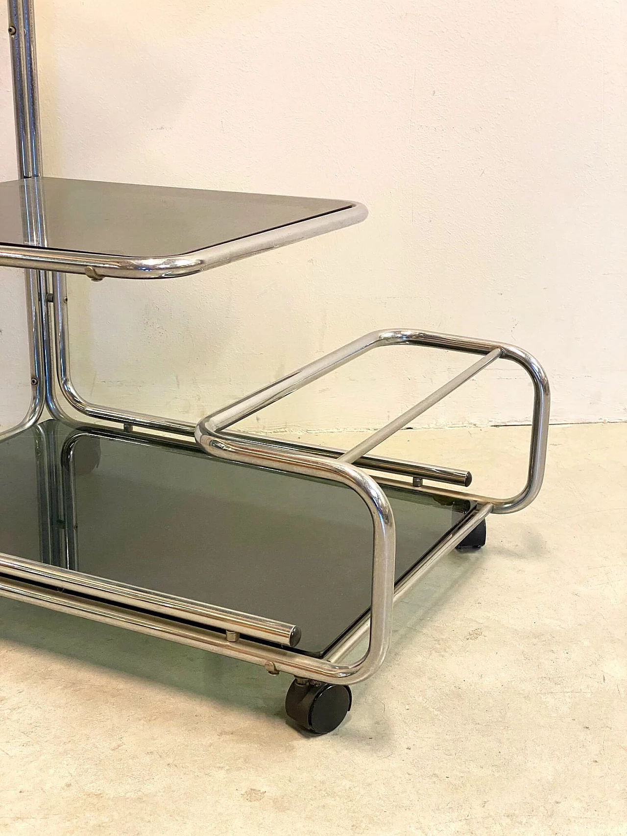 Trolley bar in steel and glass, 70s 1179124