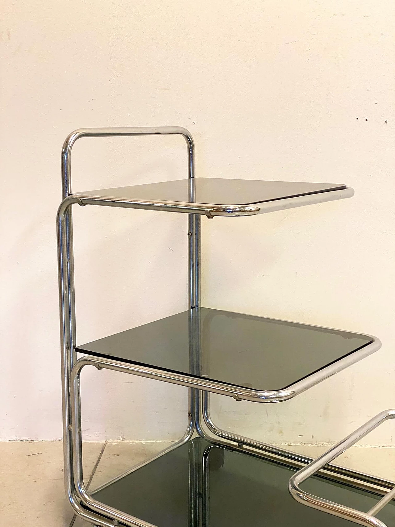 Trolley bar in steel and glass, 70s 1179125