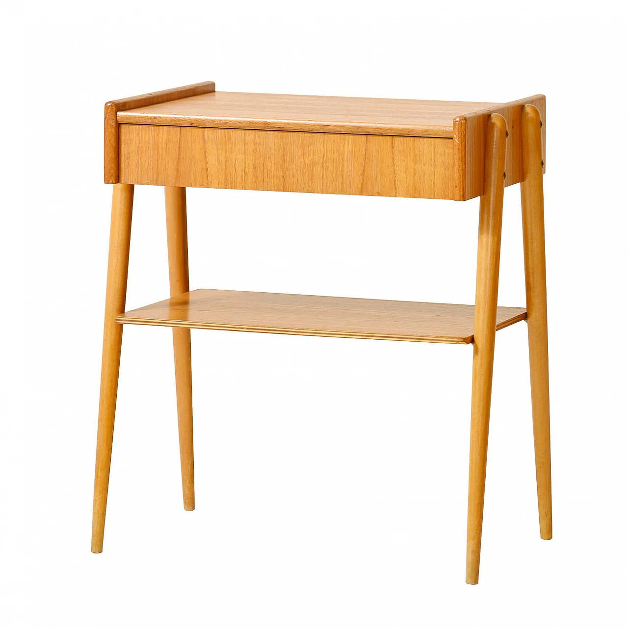 Bedside table with drawer in teak by AB Carlström & Co, 50s 1179328