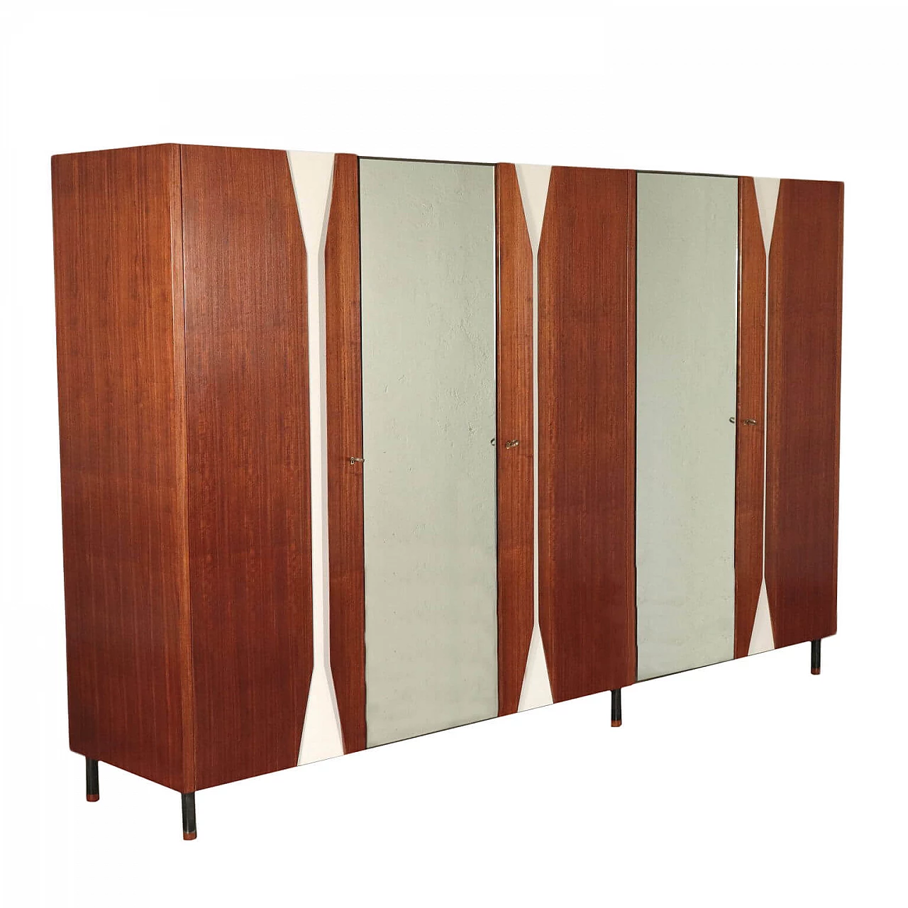 Closet with 5 doors veneered mahogany with mirror, 60s 1179443