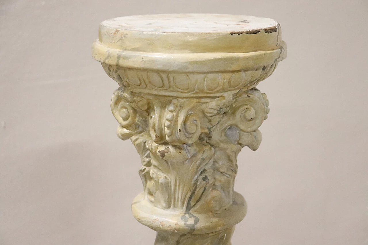 Tortile terracotta column painted in imitation marble, early XX century 1180073