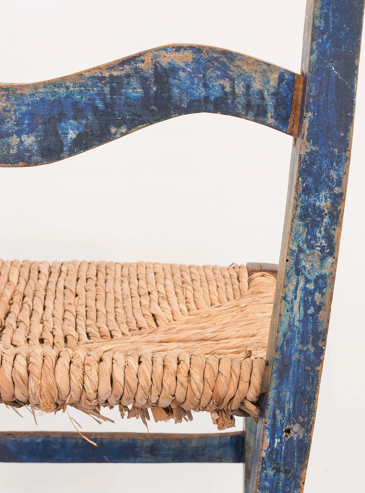 Rustic blue chair with saber legs, early 1900's 1084781