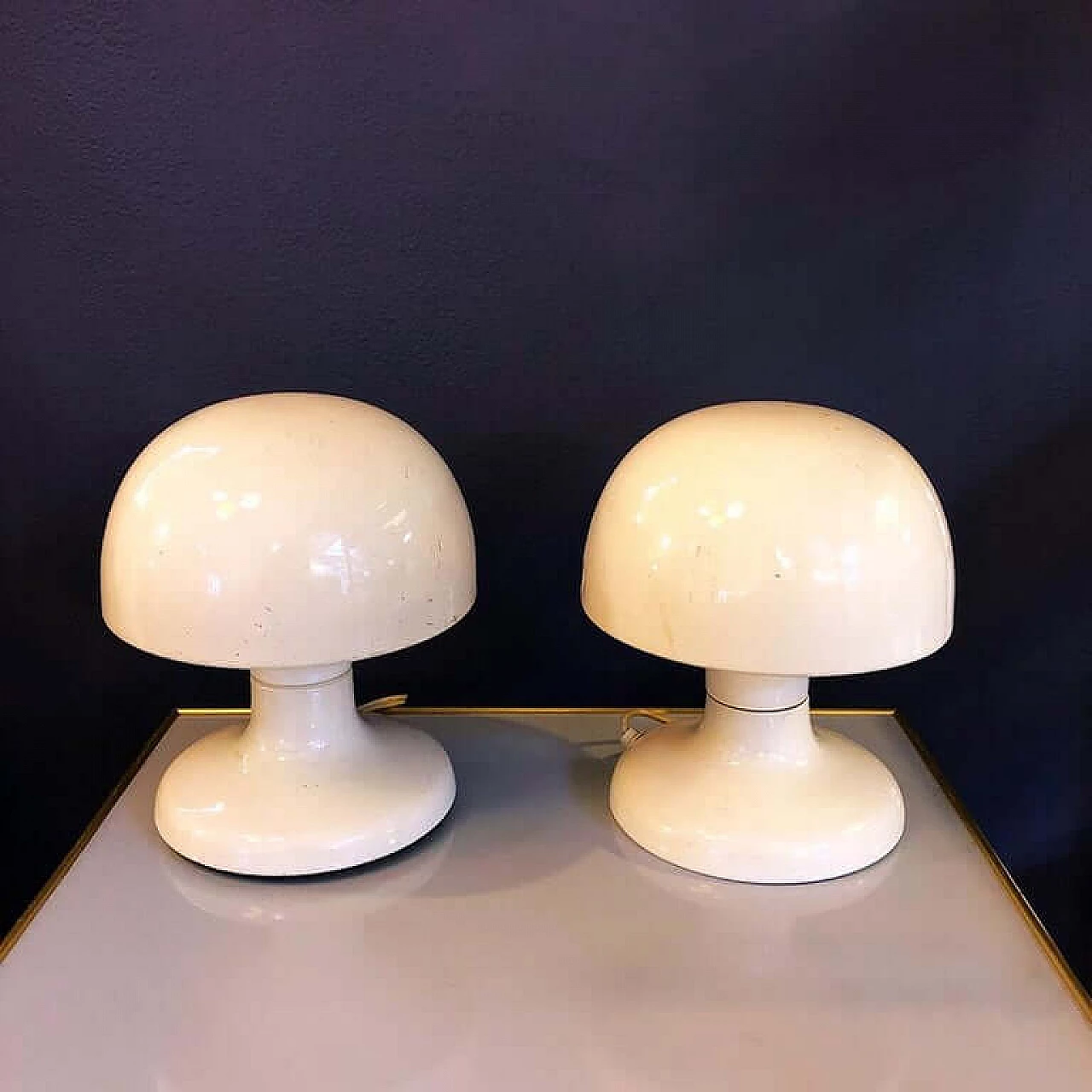 Italian white metal table lamps Jucker, by Tobia Scarpa for Flos, 1963 1085383