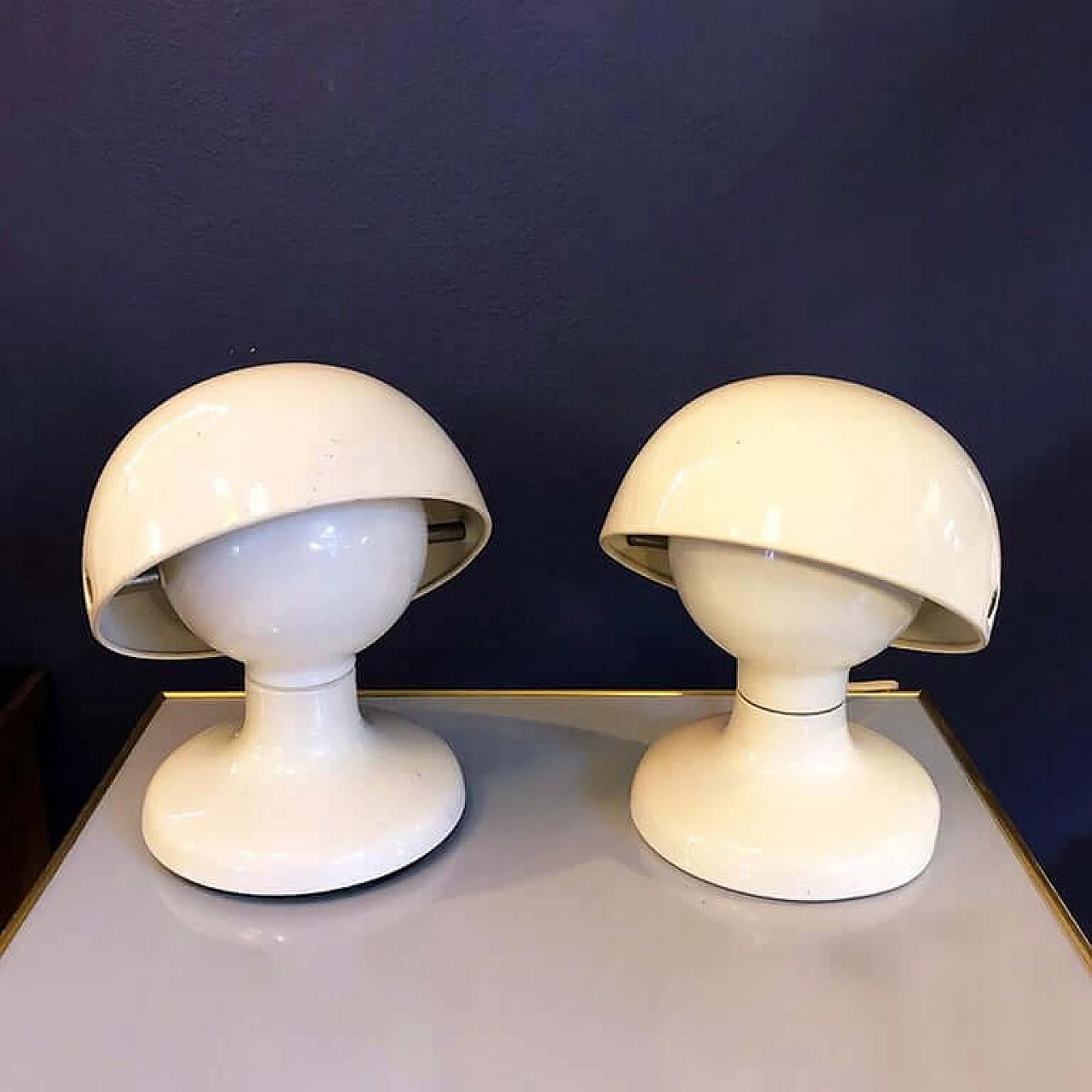 Italian white metal table lamps Jucker, by Tobia Scarpa for Flos, 1963 1085387