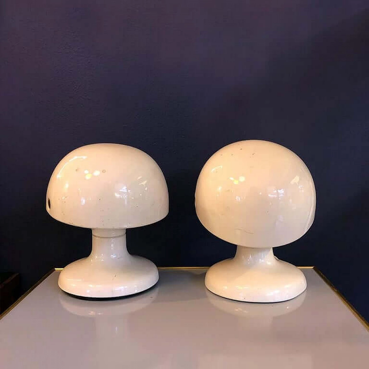 Italian white metal table lamps Jucker, by Tobia Scarpa for Flos, 1963 1085390