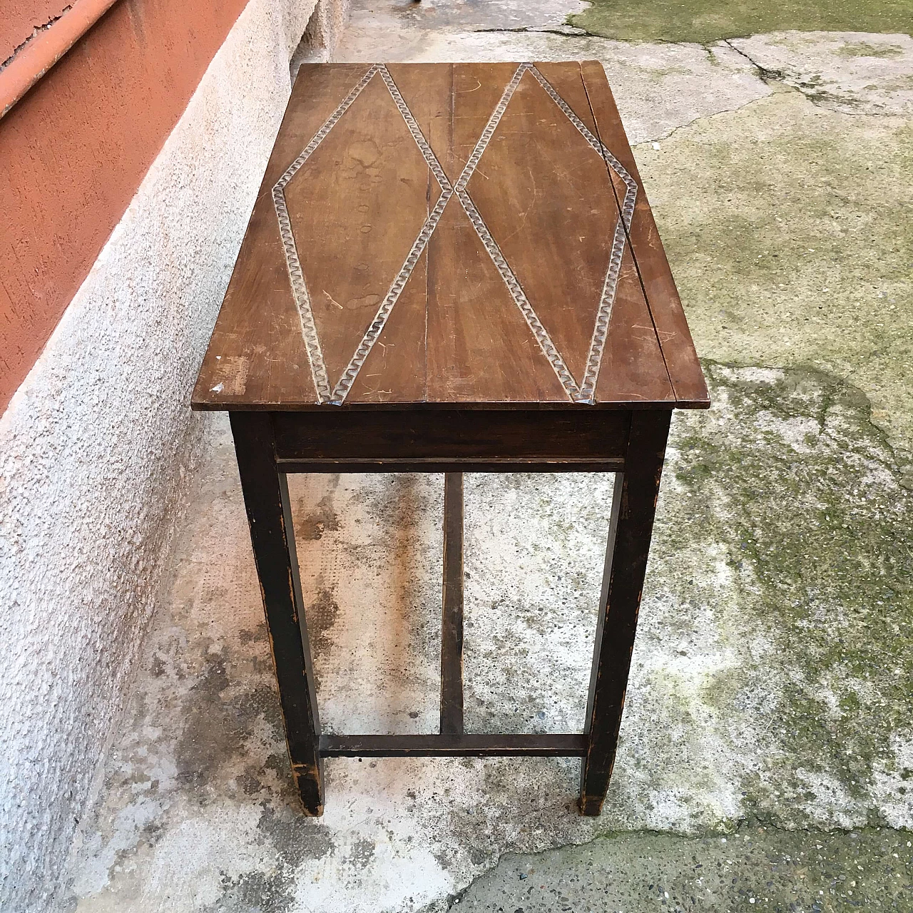 Italian rustic walnut and beech rectangular table, 1960s 1085464