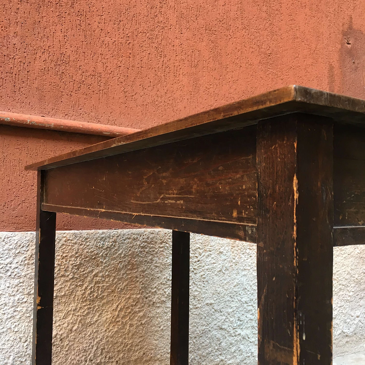 Italian rustic walnut and beech rectangular table, 1960s 1085466