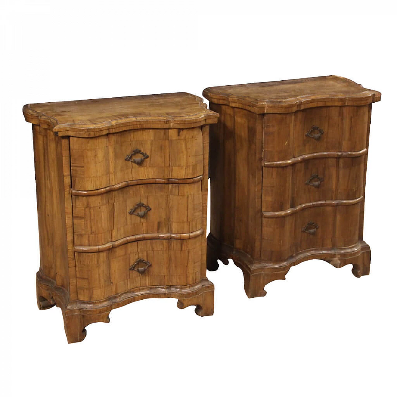 Pair of venetian nightstands in walnut wood 1085502