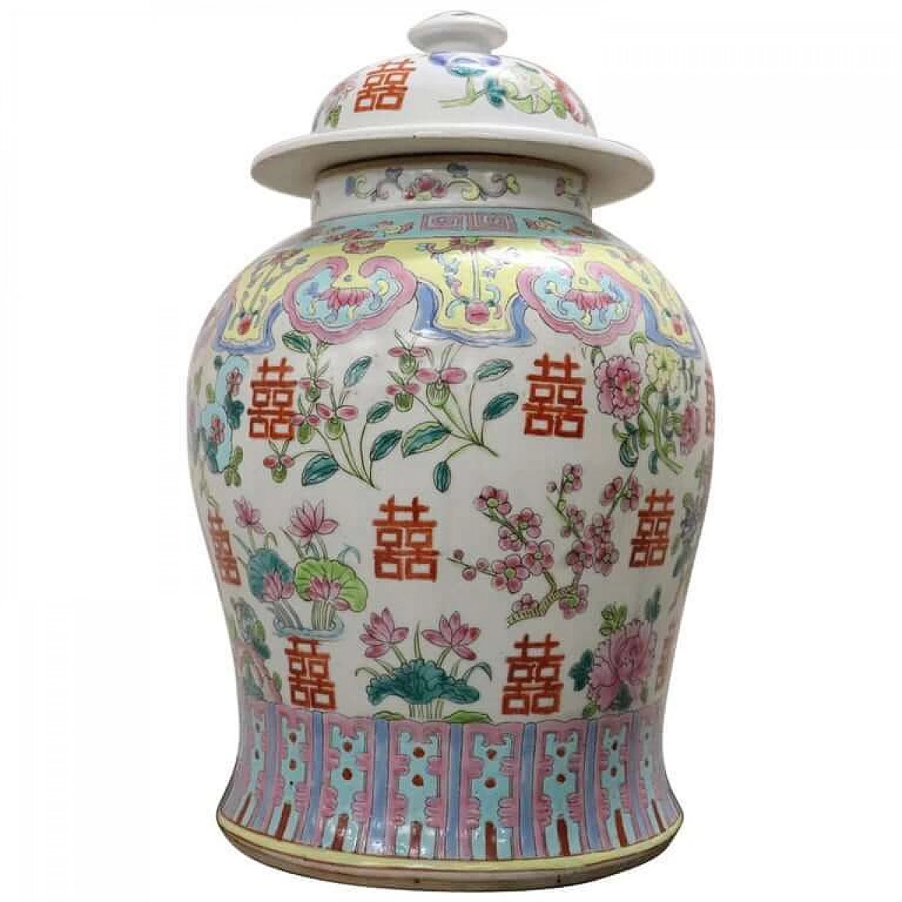 Grande vaso orientale vintage in ceramica dipinto a mano Cina sec. XX 1085551