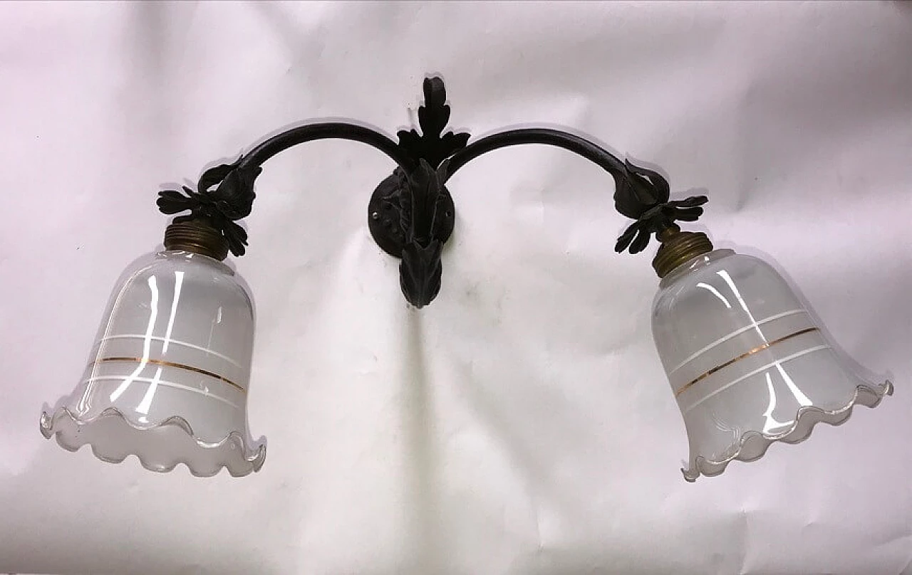 Flower wall sconce with two arms, 30s 1085569