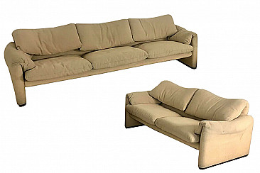Pair of Maralunga sofas, by Vico Magistretti for Cassina, 1970s