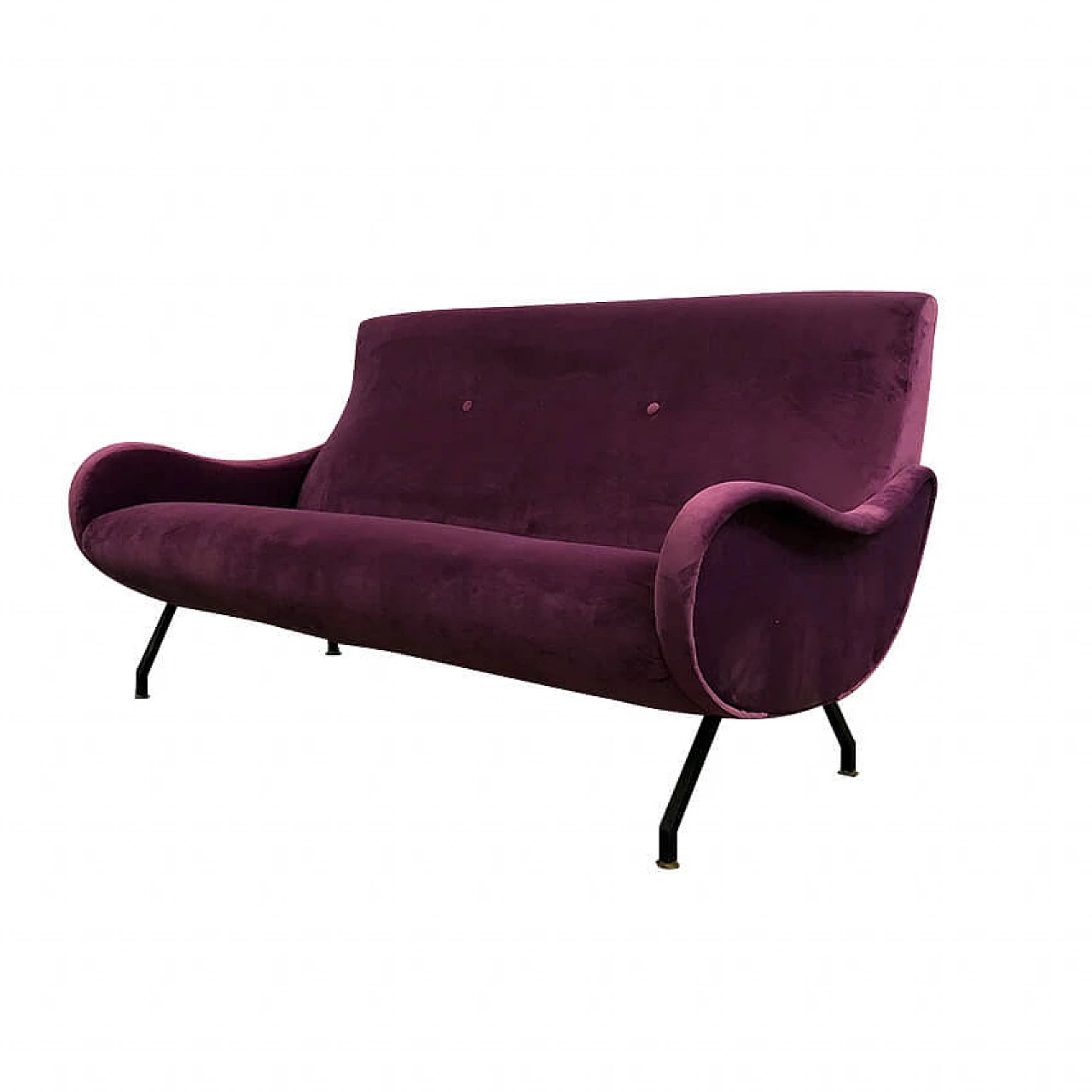 Divano in stile italiano in velluto viola, anni '60 1085789