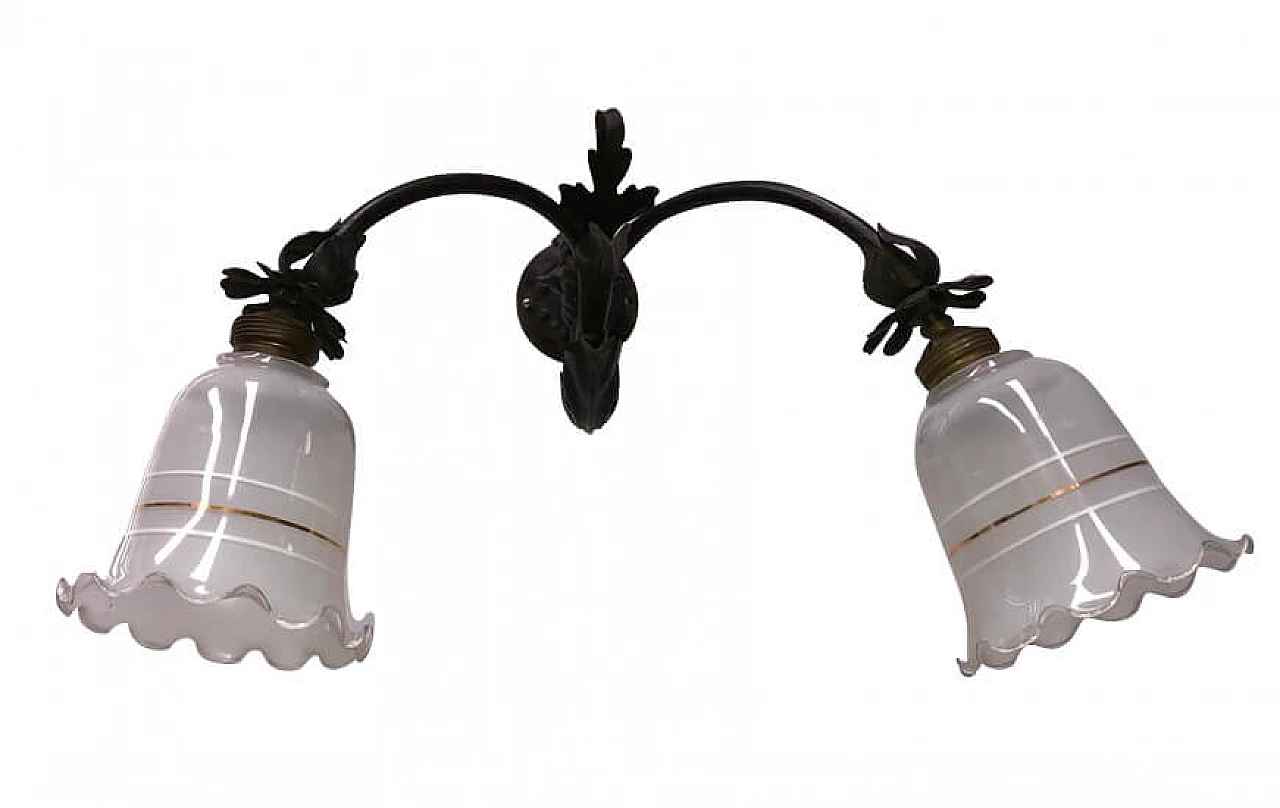 Flower wall sconce with two arms, 30s 1085791