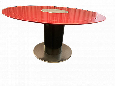 Black and Red Lacquered Metal Dining Table, 1960s