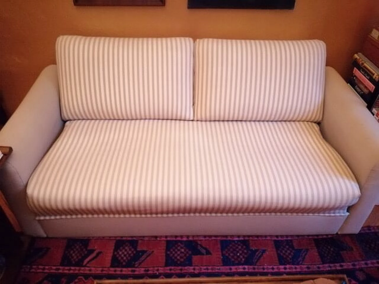 Beige sofa bed with striped fabric, 80's 1086488
