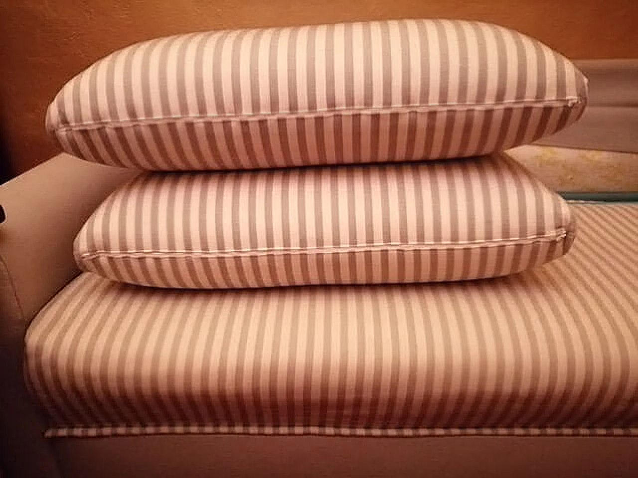 Beige sofa bed with striped fabric, 80's 1086493