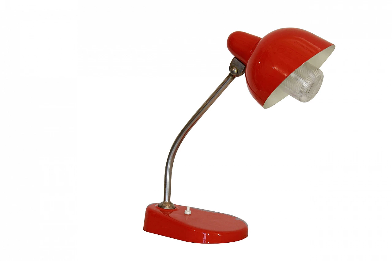 Lampada da tavolo in metallo rosso, anni '50 1086650