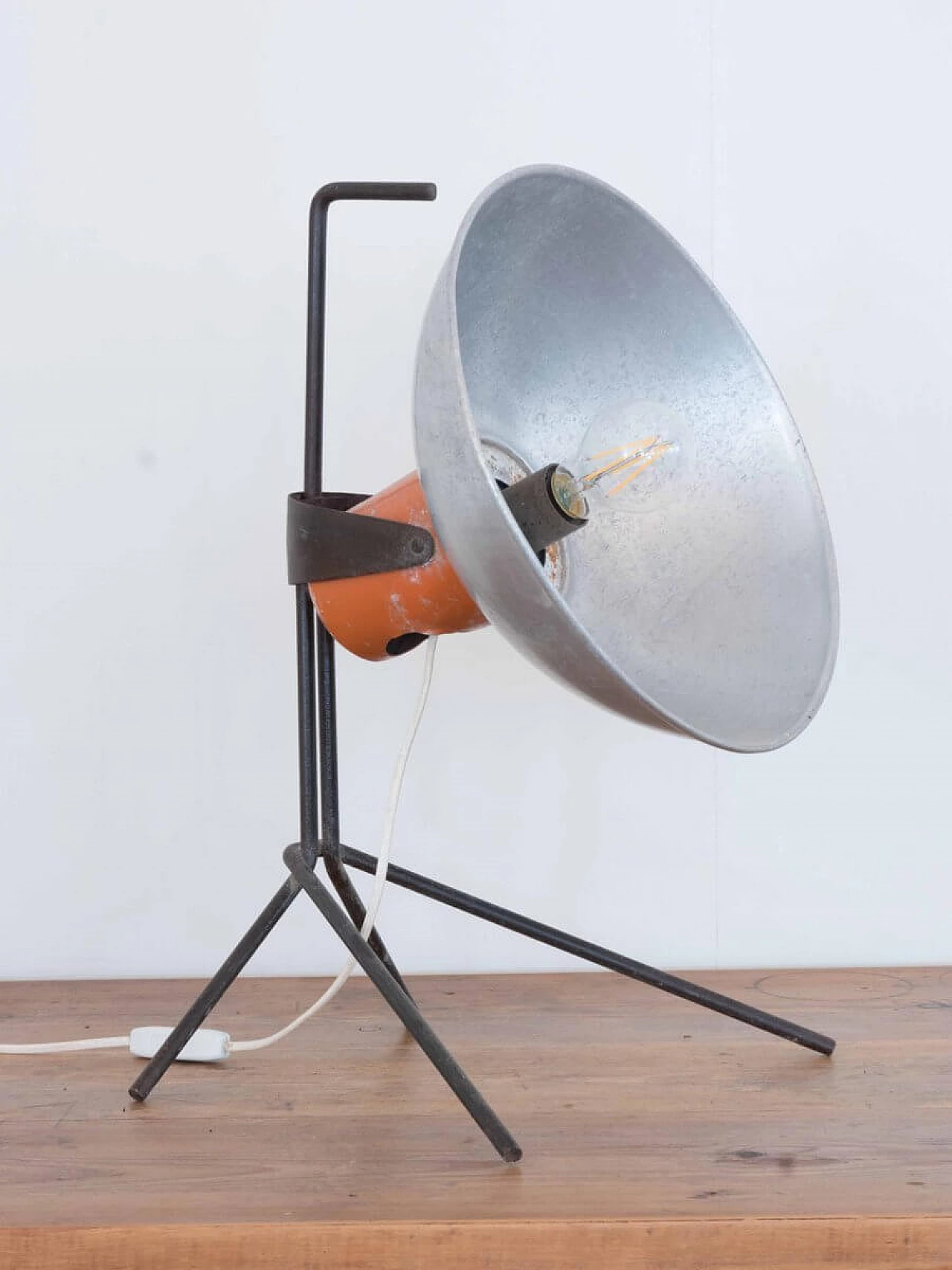 Industrial Italian Aluminum And Iron Table Lamp From Algas, 1960s 1086934