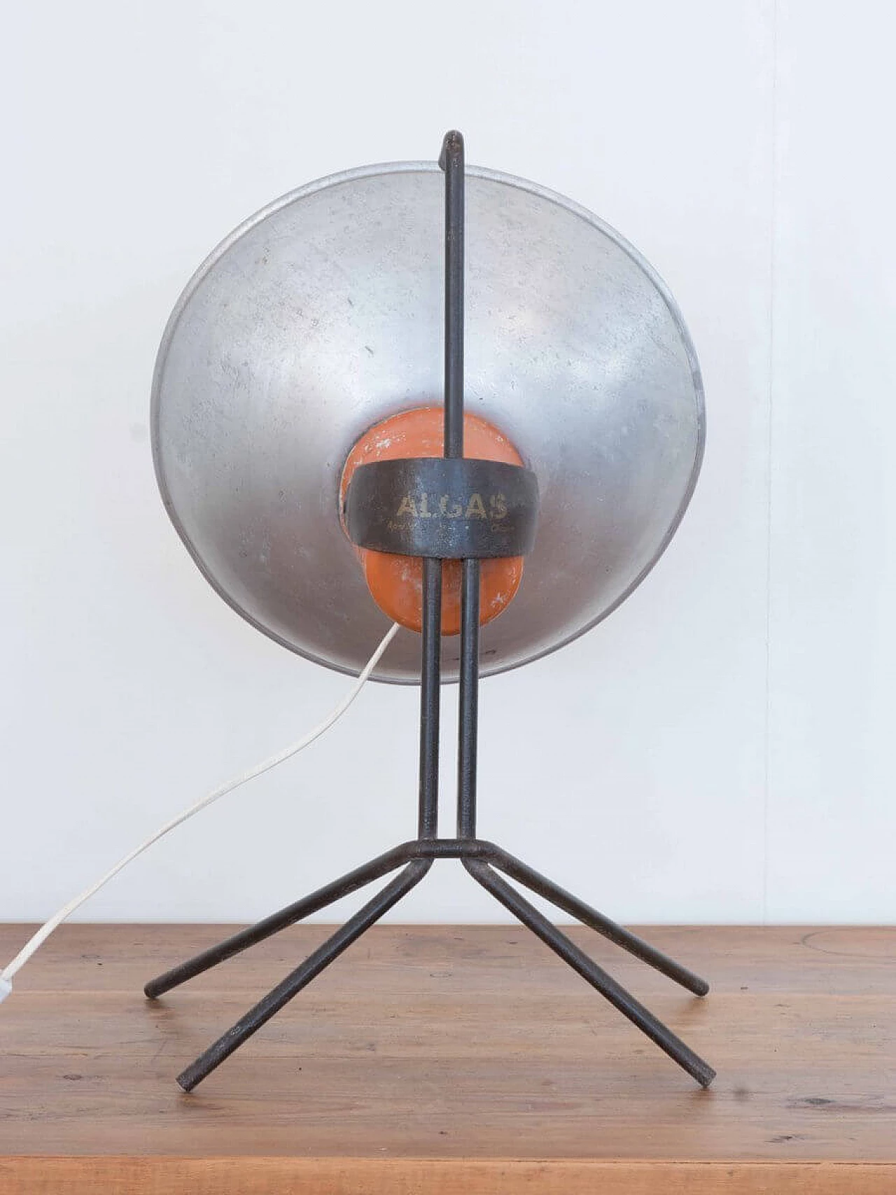 Lampada da tavolo industriale italiana in alluminio e ferro di Algas, anni '60 1086935
