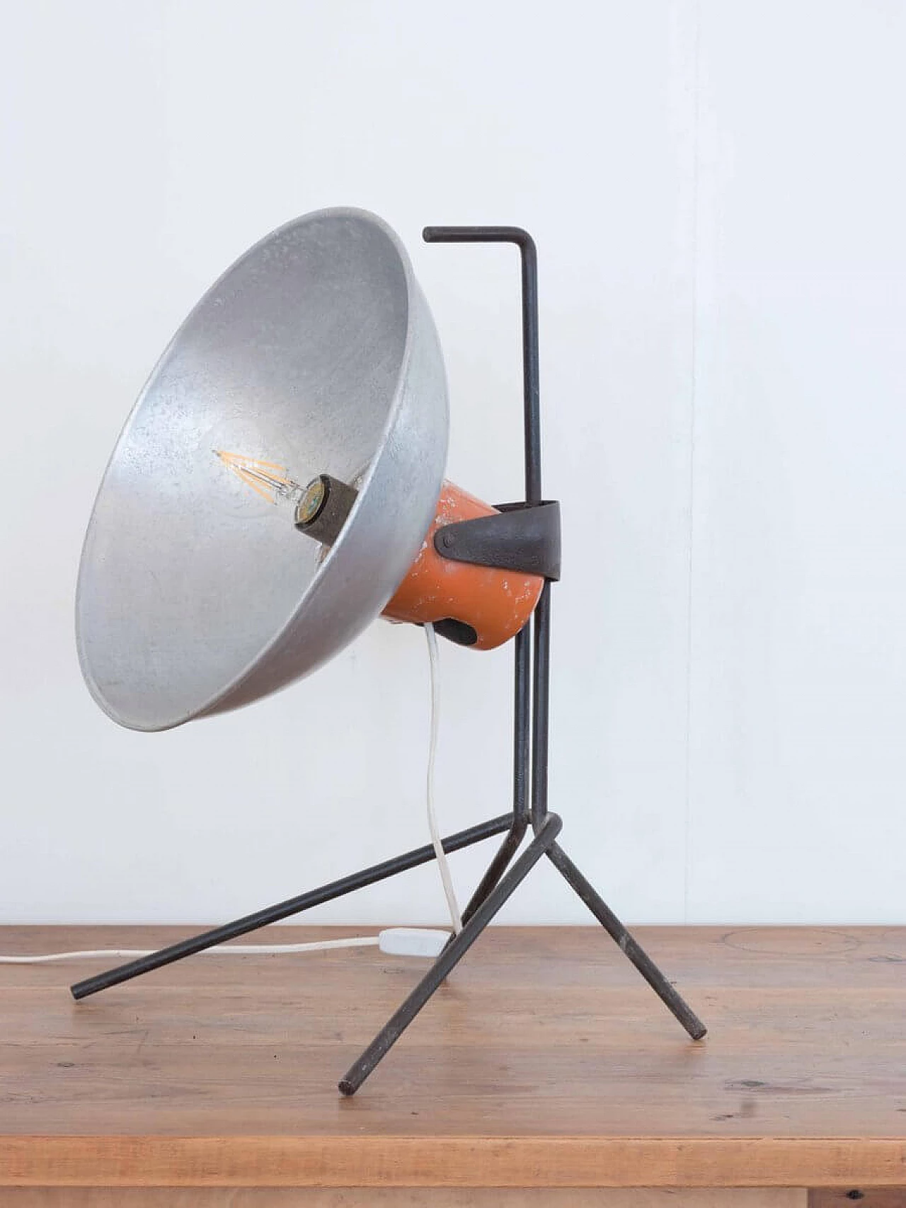 Industrial Italian Aluminum And Iron Table Lamp From Algas, 1960s 1086938