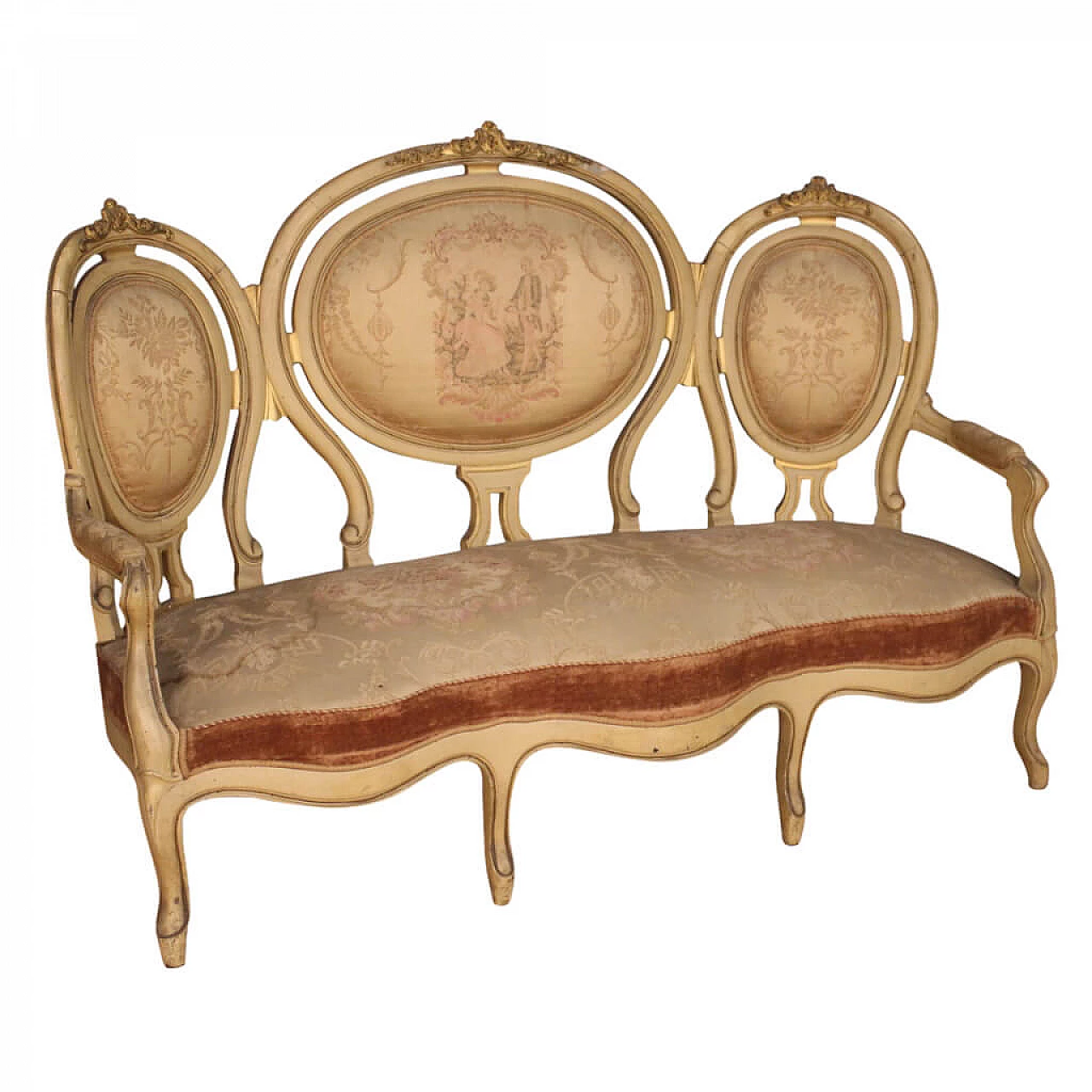 Lacquered and gilded antique French sofa from the 19th century 1086993