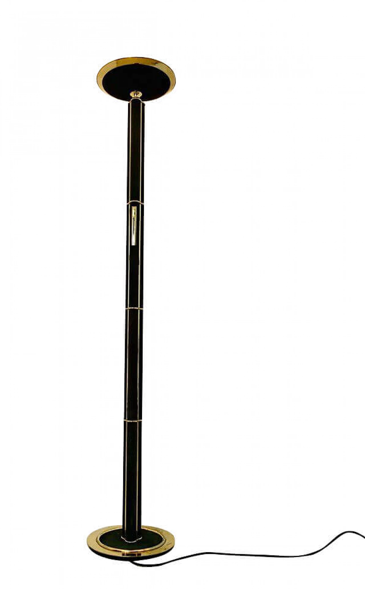 Floor lamp in brass and green velour, 80's 1087030