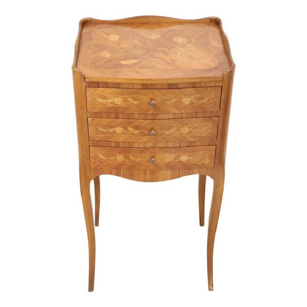 Elegant bedside table in antique Louis XV inlaid style 1087047