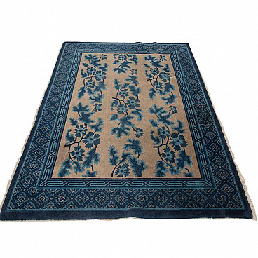 Antique Chinese Cotton And Wool Carpet, 1800s