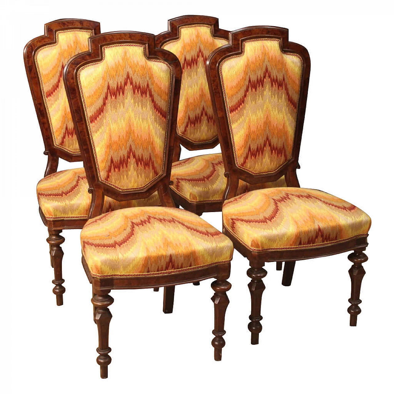 4 Italian mahogany, walnut, briar and beech chairs 1087300