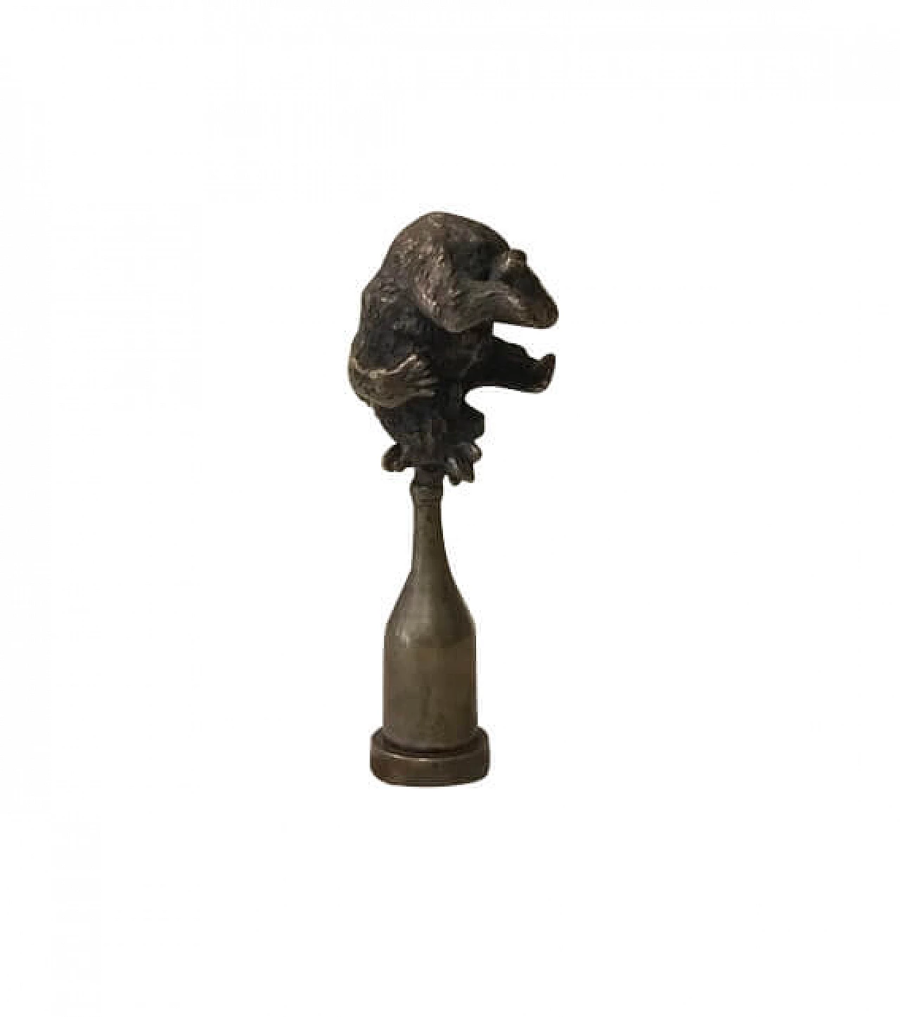 Sigillo per ceralacca in bronzo, con orso e lettere F C, '800 1087655