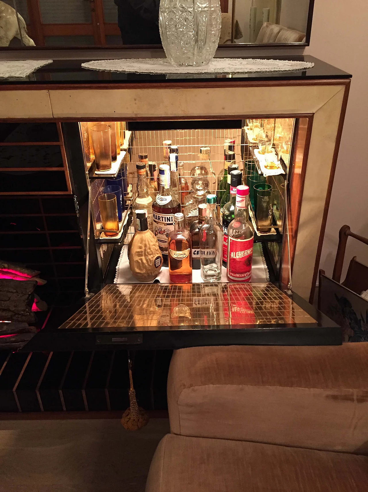 Bar cabinet with mirror, Luigi Brusotti 1087933