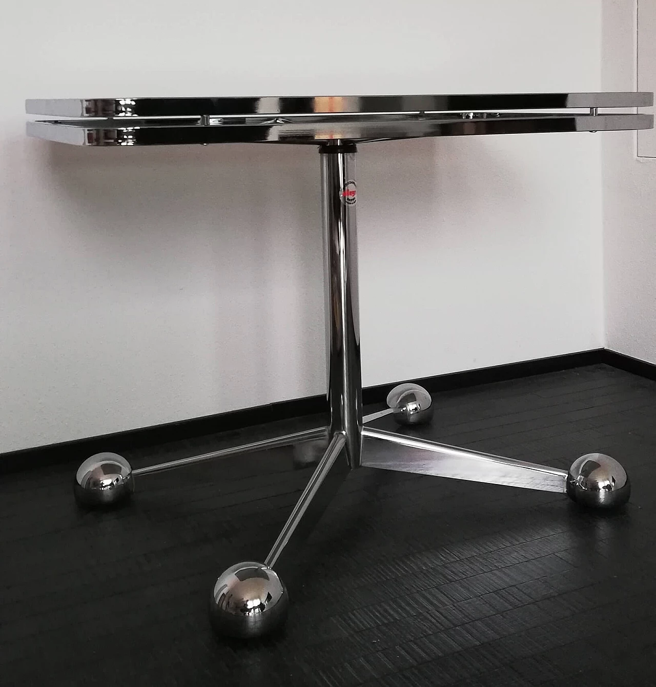 Space Age coffee table in glass and metal, 1960s 1088008