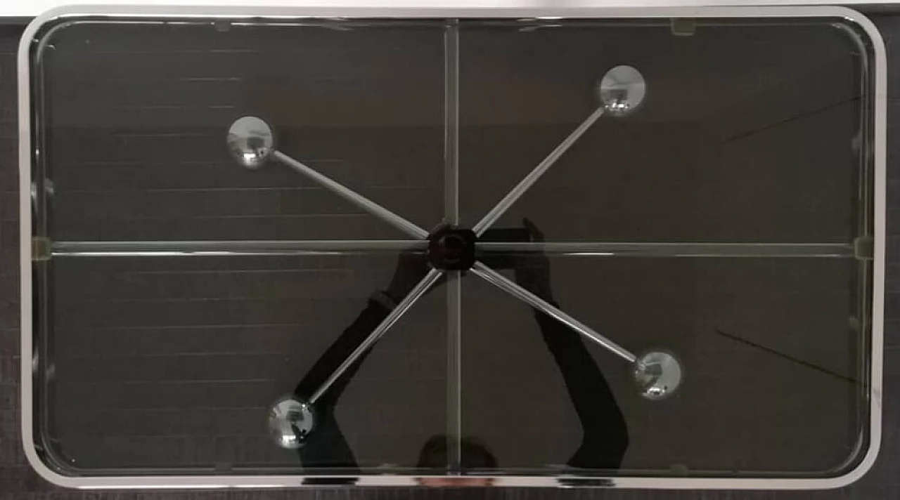Space Age coffee table in glass and metal, 1960s 1088009