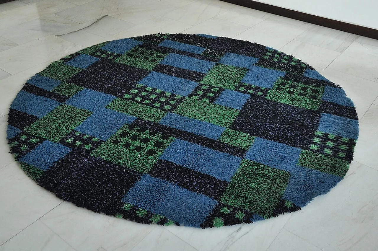 Round long pile rug with fantasy, 70's 1088153