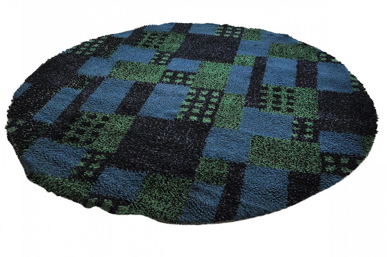 Round long pile rug with fantasy, 70's 1088252