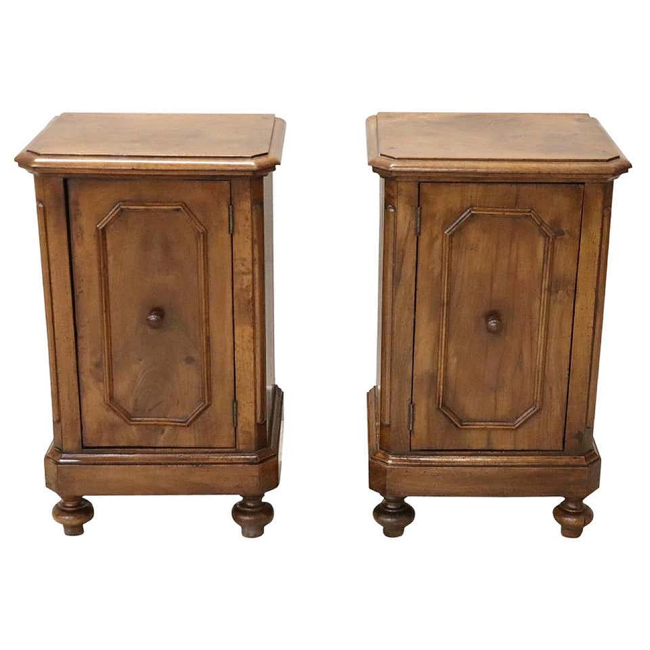 Coppia di comodini antichi in noce, epoca Luigi Filippo, sec. XIX 1088420