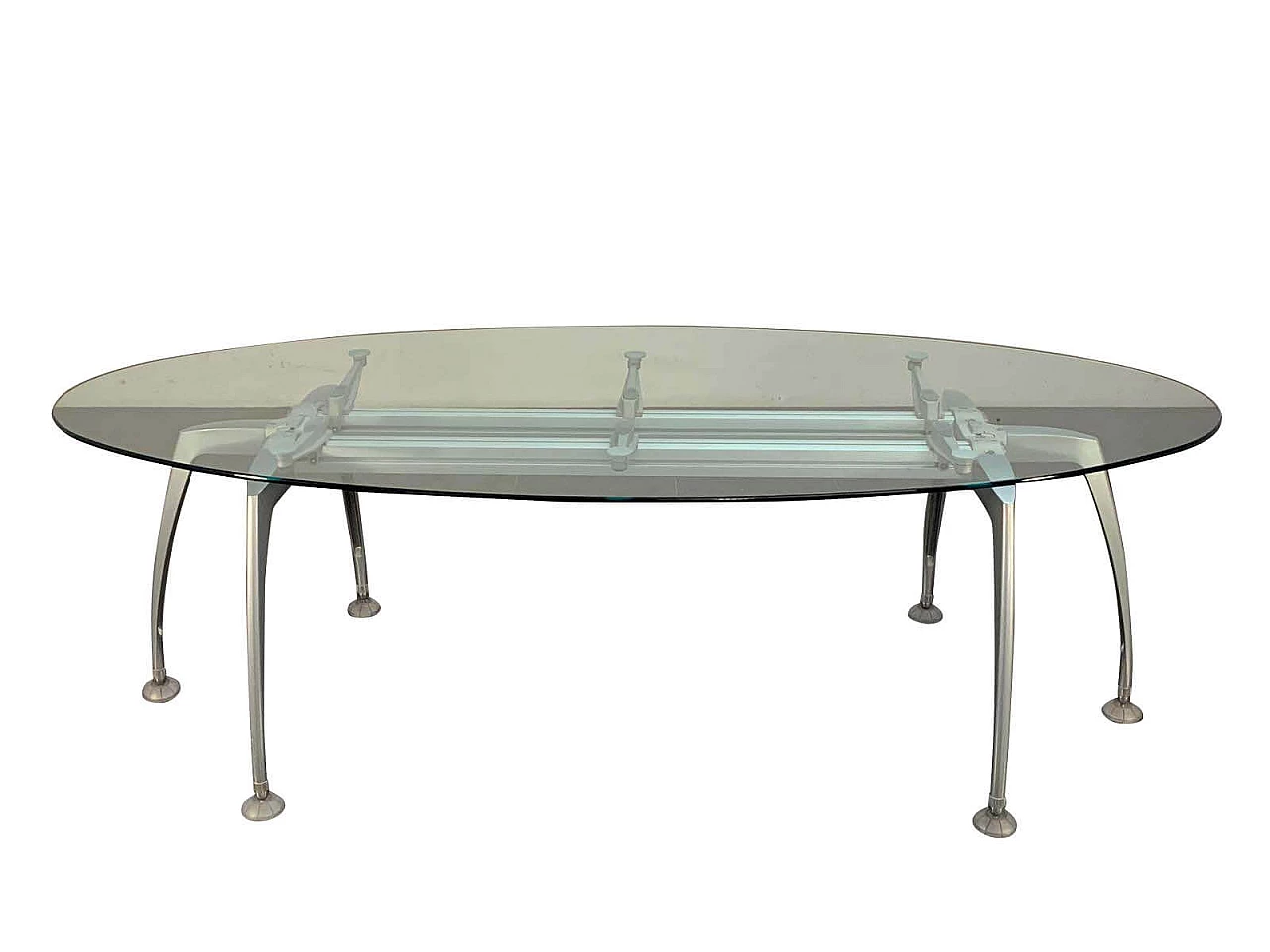 Tavolo ovale in vetro Tiper di Roberto Danesi per Frezza, anni '90 1088449
