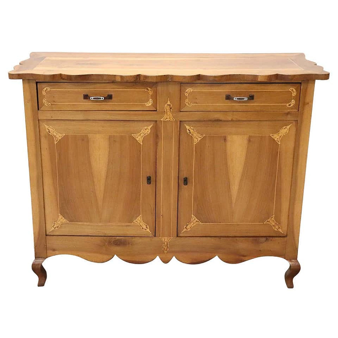 Credenza in stile antico in noce intarsiata, sec. XX 1088562