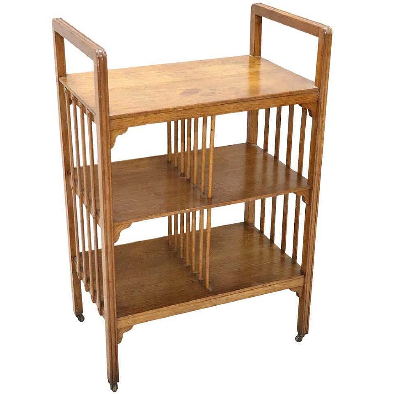 Art deco magazine rack in solid chestnut wood, 1930s 1088572