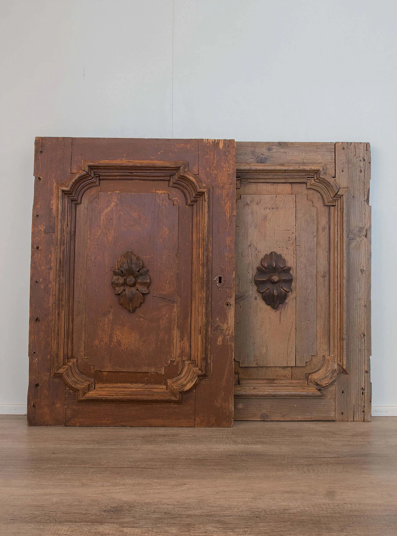 Pair of antique decorative wooden panels, mid 18th century 1088792
