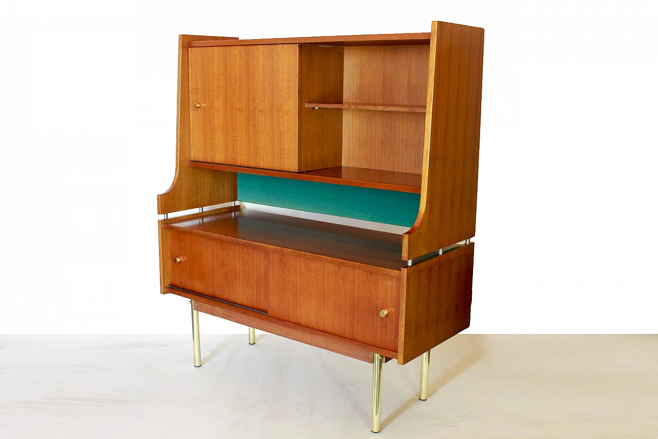 Sideboard scandinava in teak ed ottone, anni '50 1088833